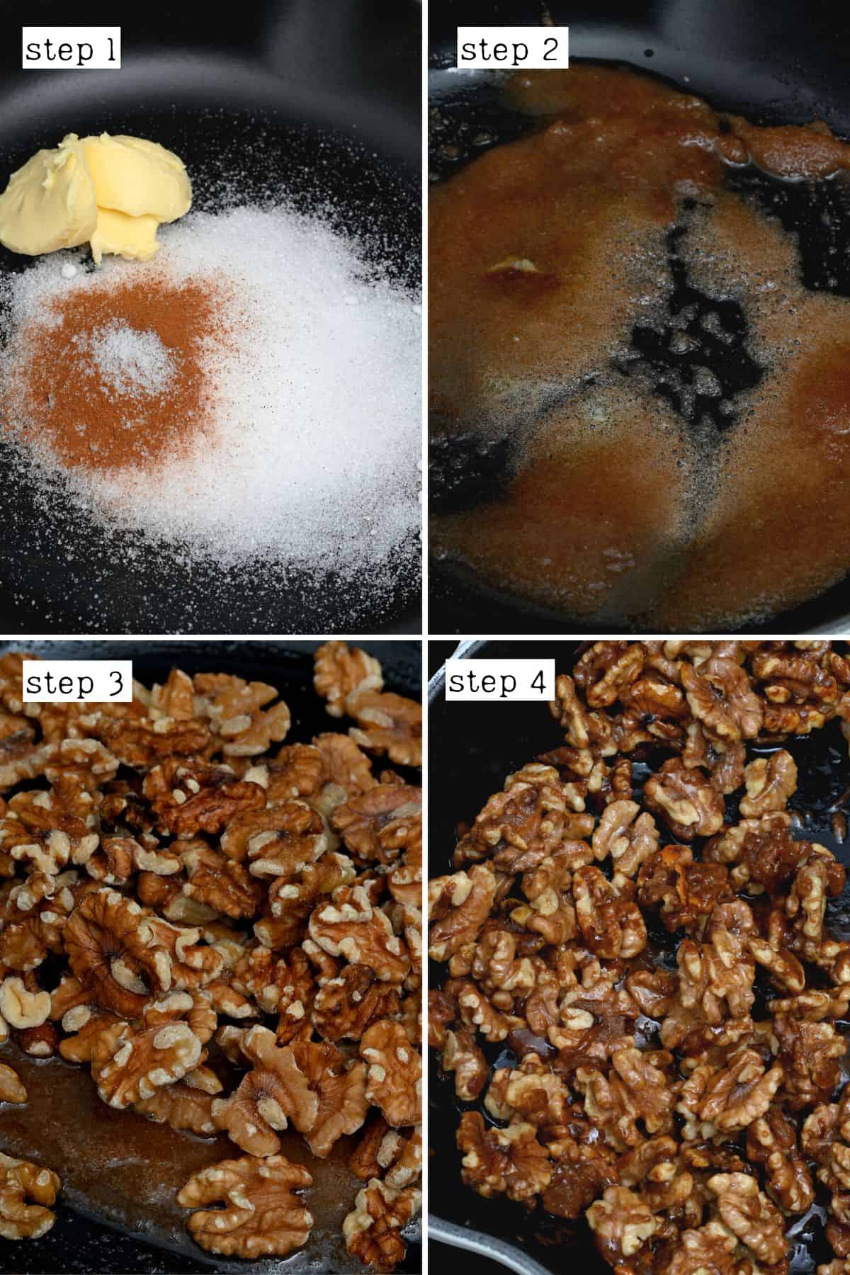 Steps for making candied walnuts