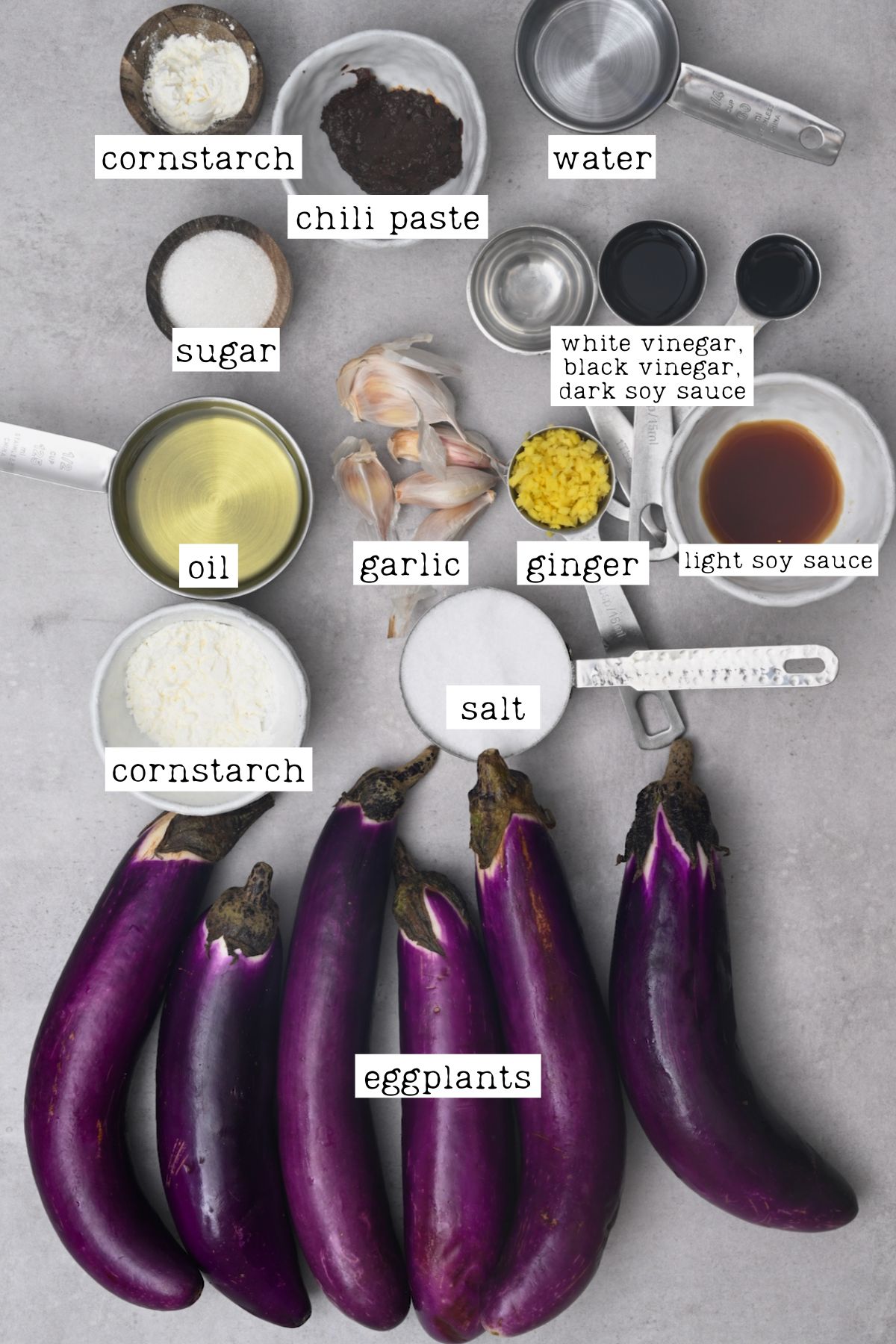 Ingredients for Chinese eggplant