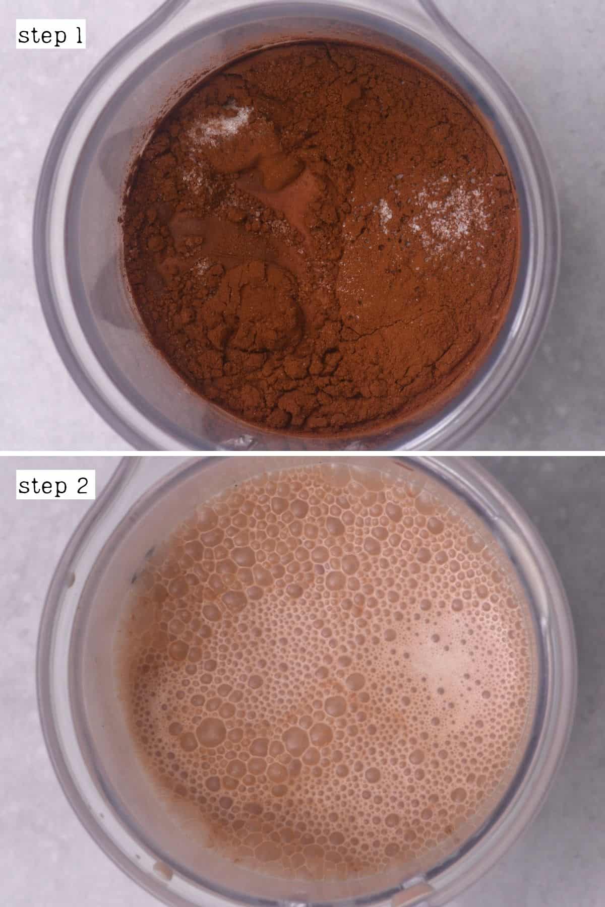 Steps for preparing milk with cacao powder