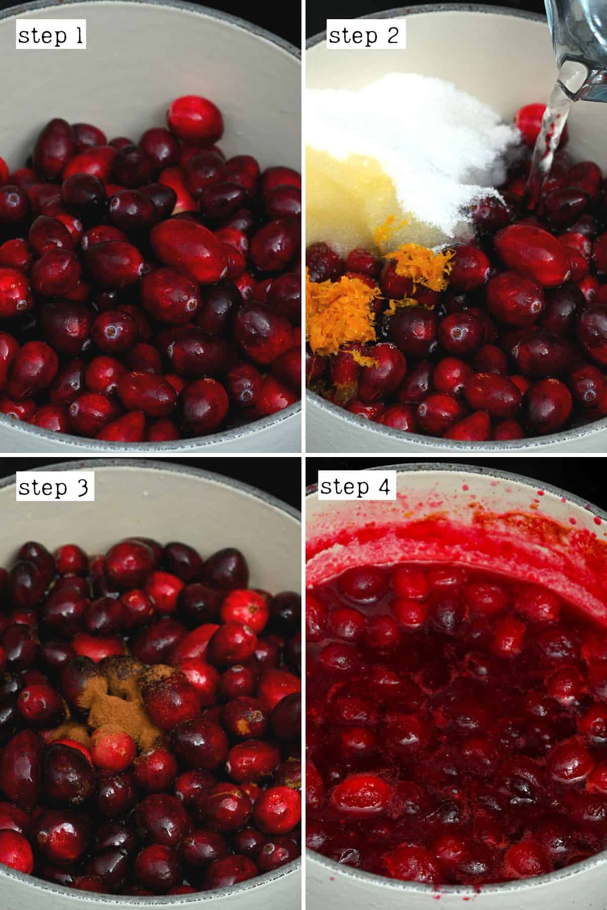 Steps for making cranberry sauce