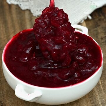 A spoonful of cranberry sauce