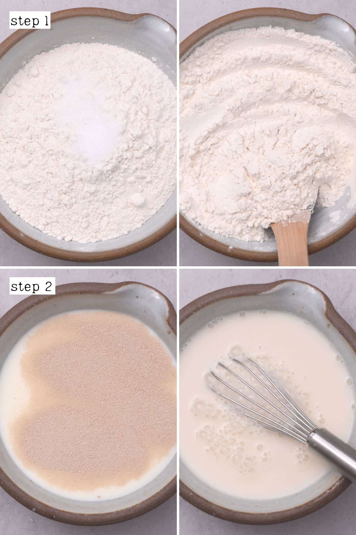Steps for preparing flour and yeast mixture
