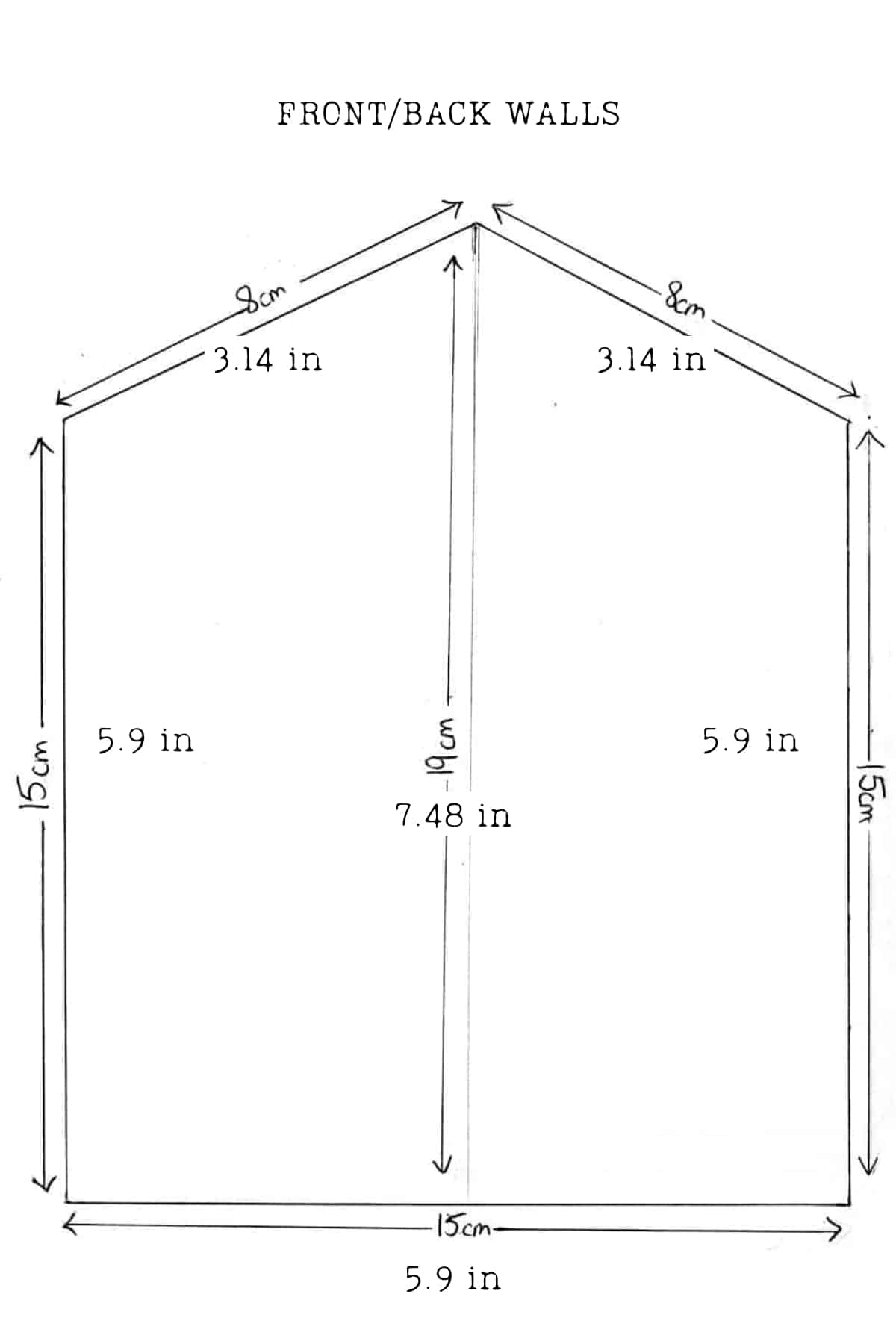 Template for Gingerbread House Front and Back Walls
