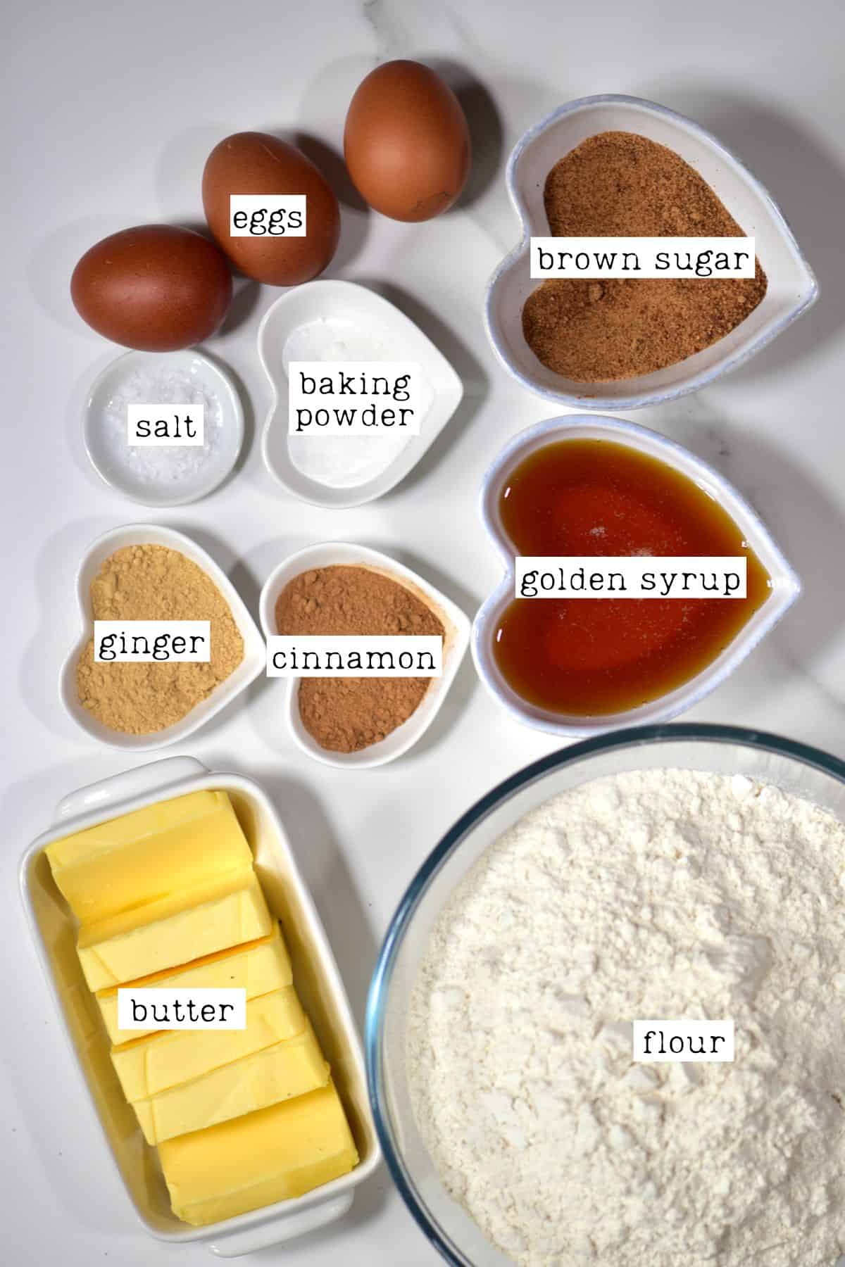 Ingredients for gingerbread house