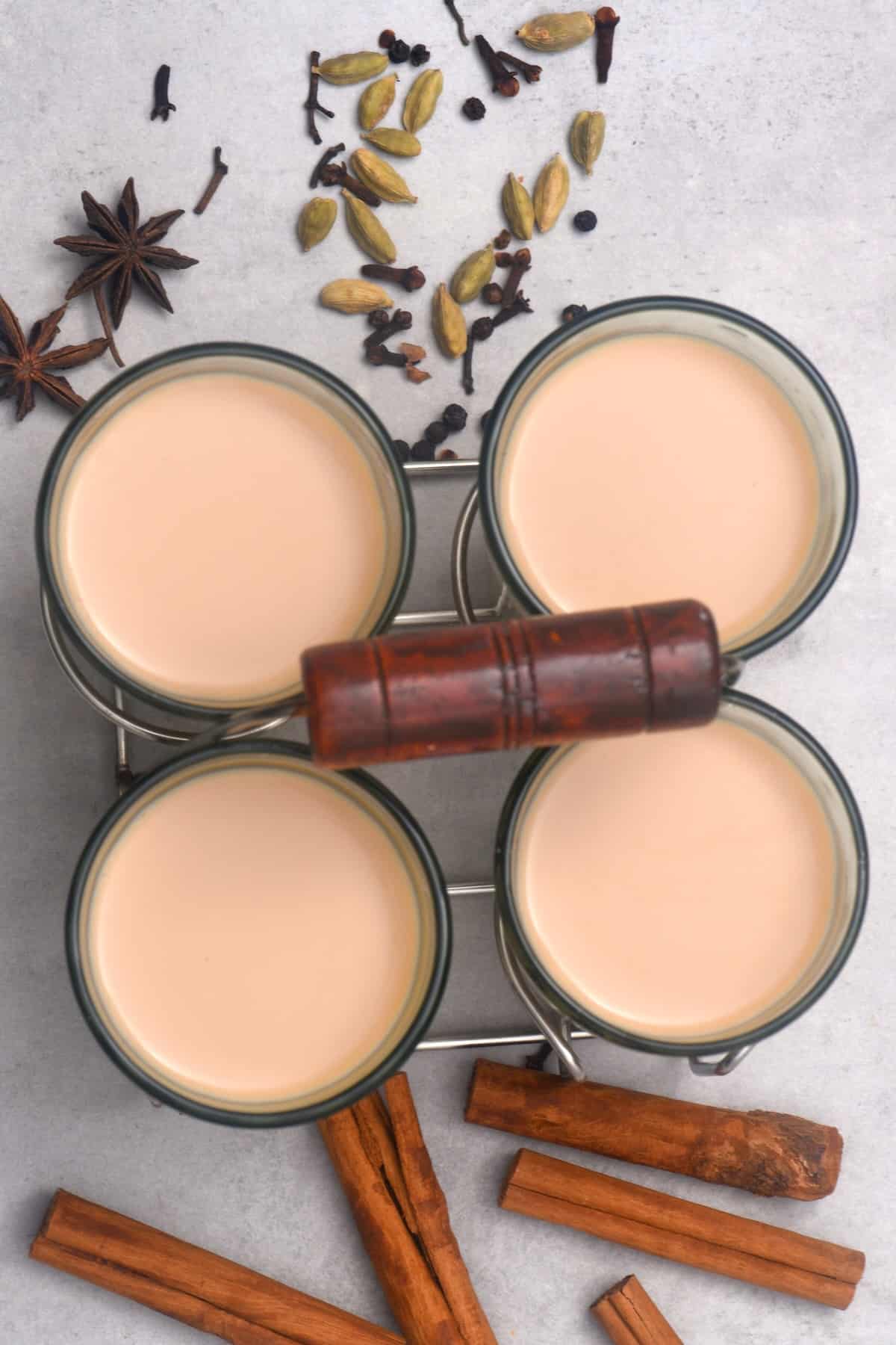 Four servings of masala chai