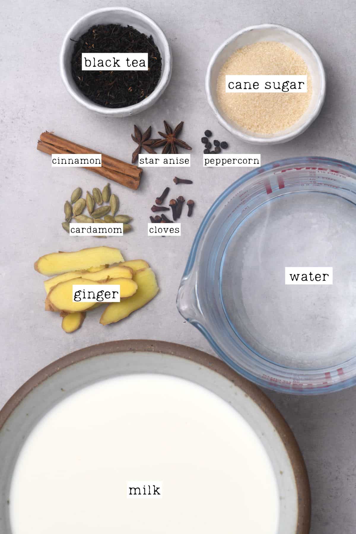 Ingredients for masala chai