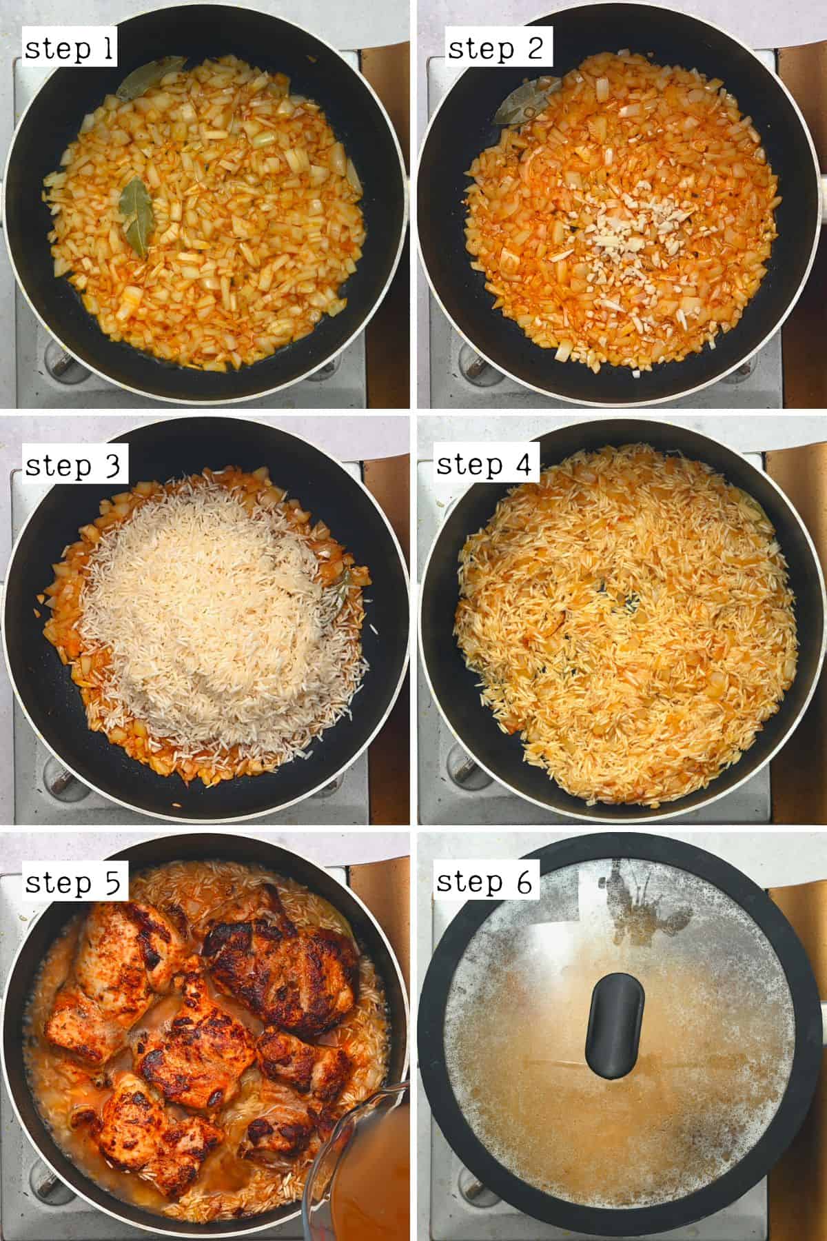 Steps for cooking one pot chicken and rice