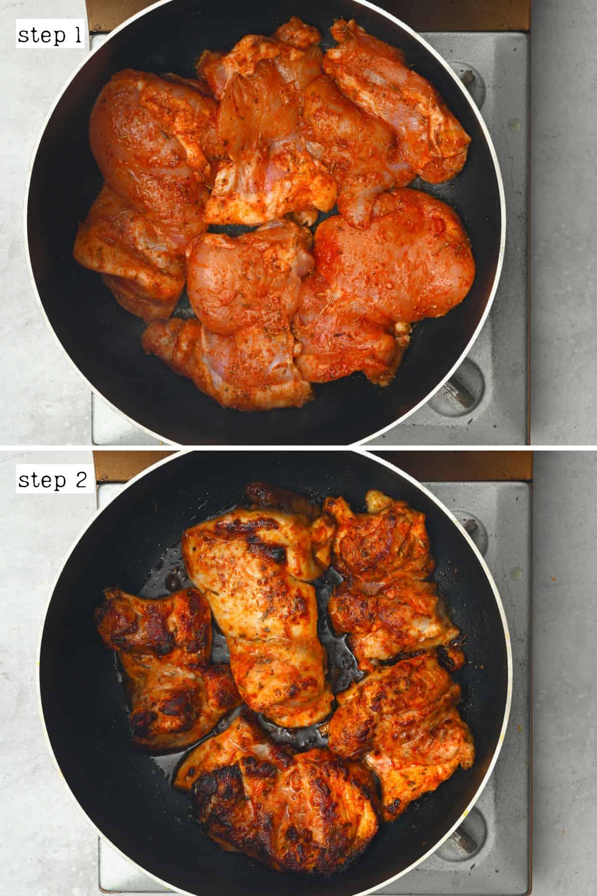 Steps for pan frying chicken