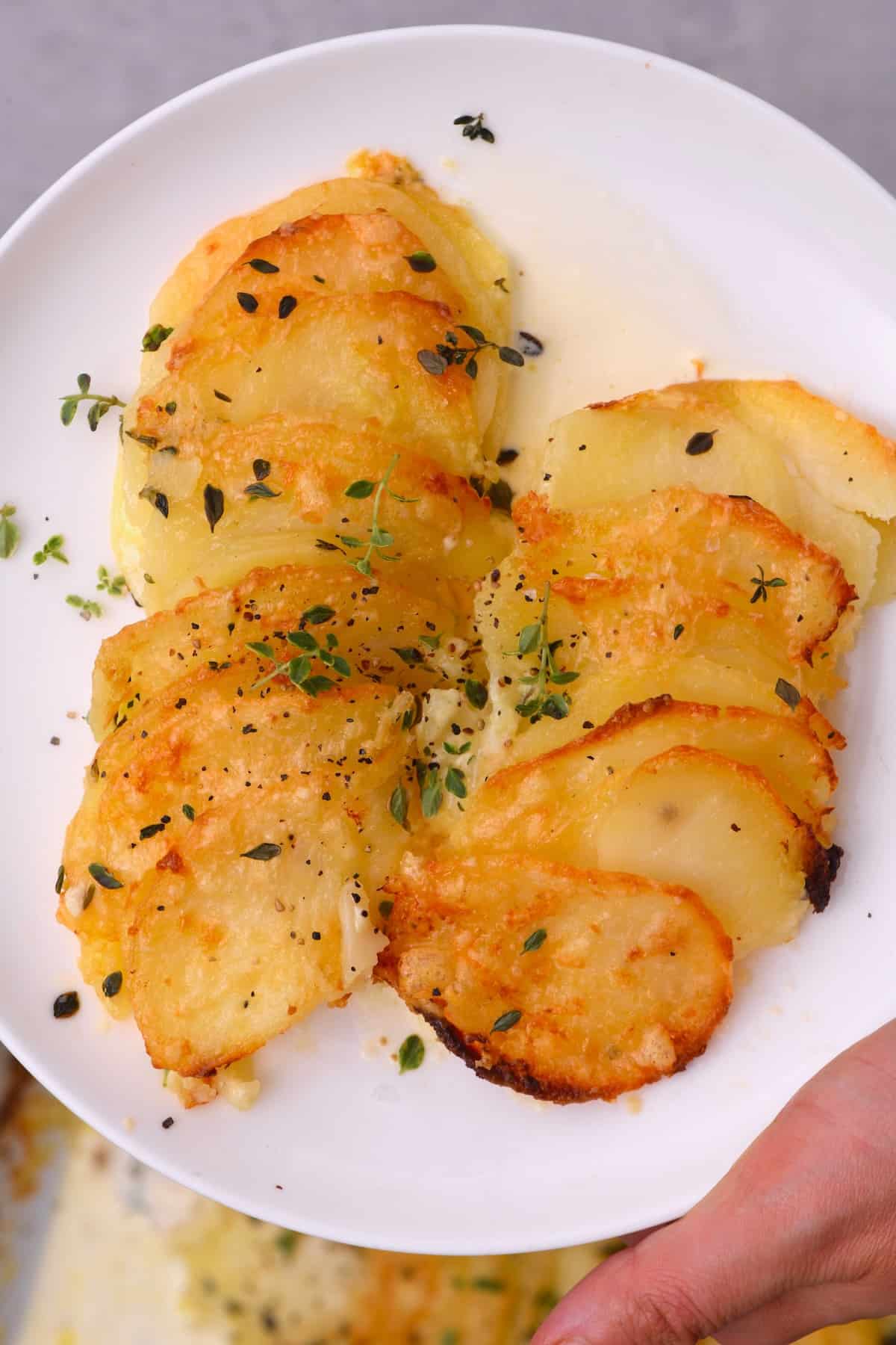 A serving of potato au gratin