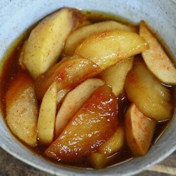 A serving of fried apples in a bowl