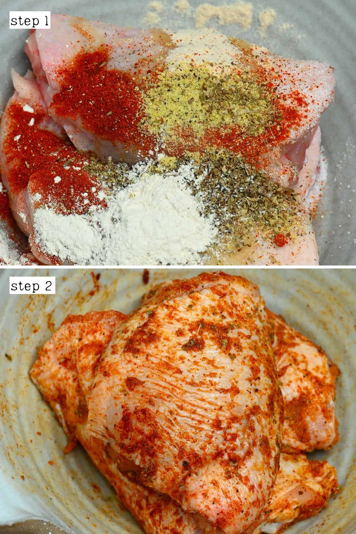 Steps for seasoning chicken thights