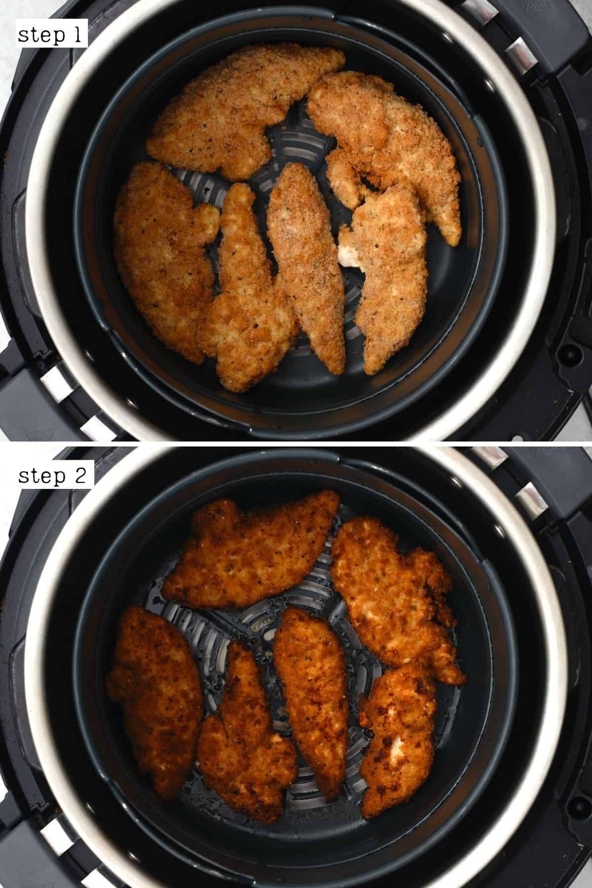 Before and after air frying frozen chicken tenders