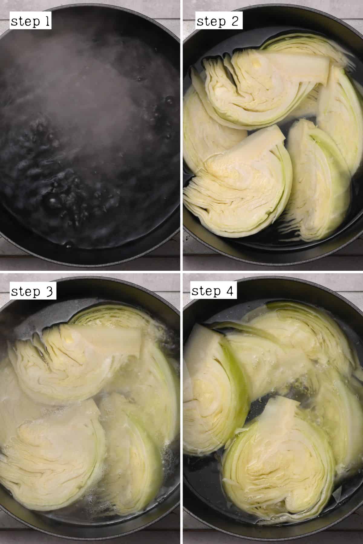 Steps for boiling green cabbage