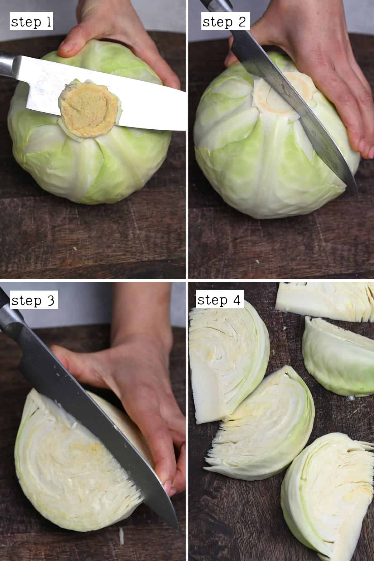 Steps for cutting cabbage