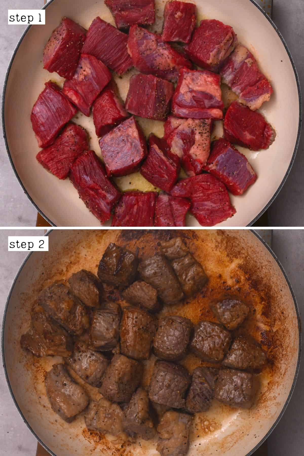 Steps for searing beef