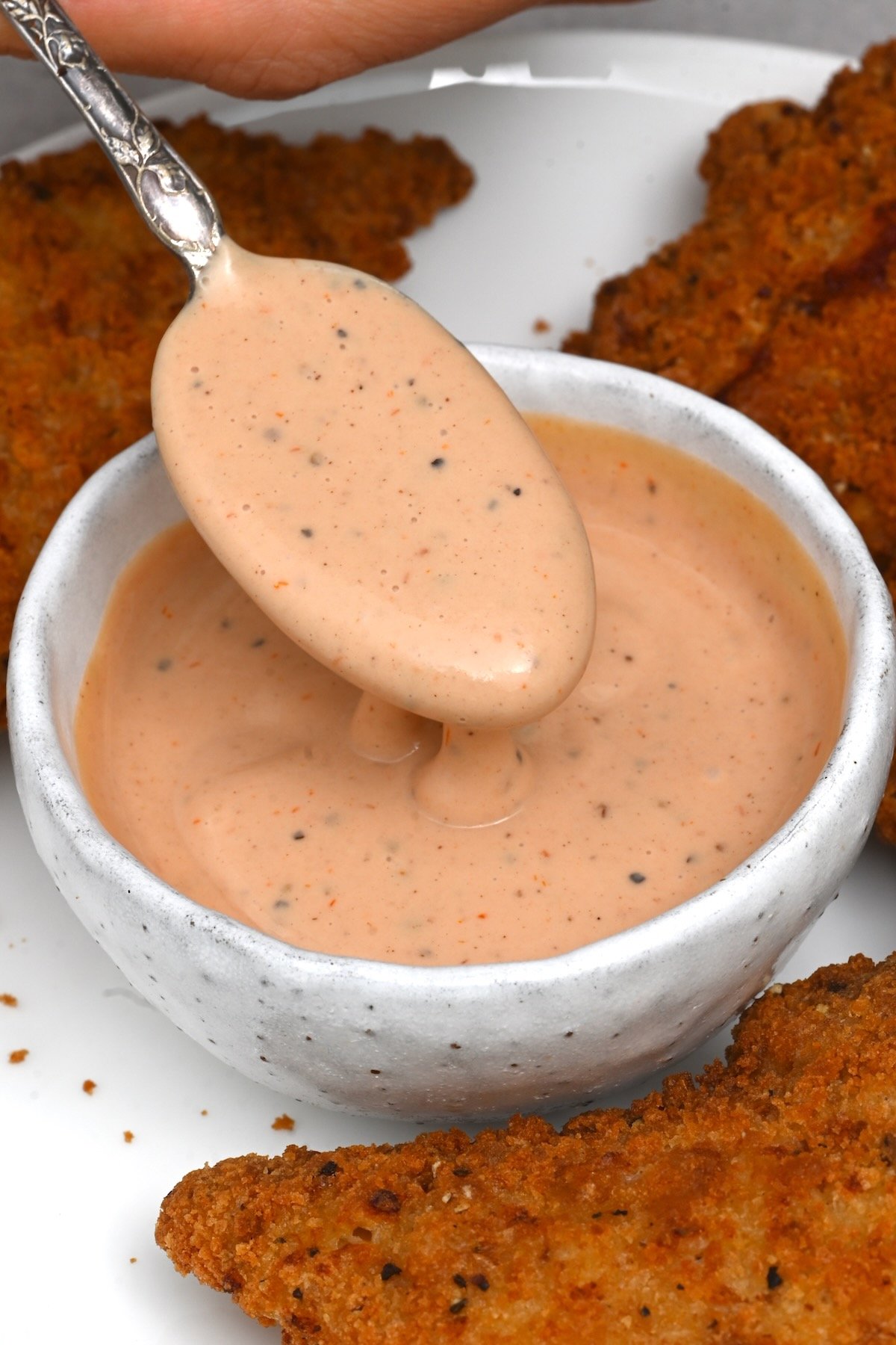 A spoonful of homemade Raising Cane's sauce