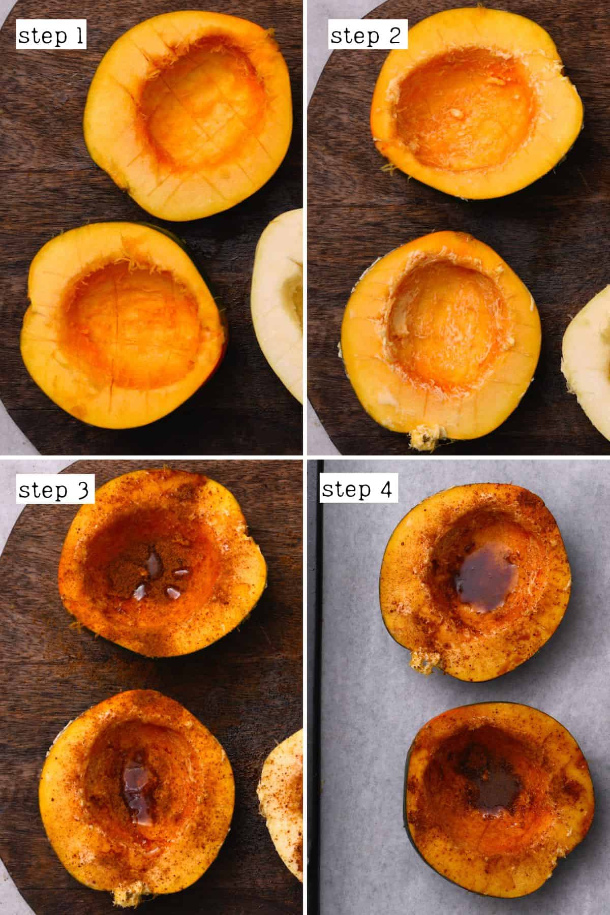 Steps for preparing acorn squash for roasting