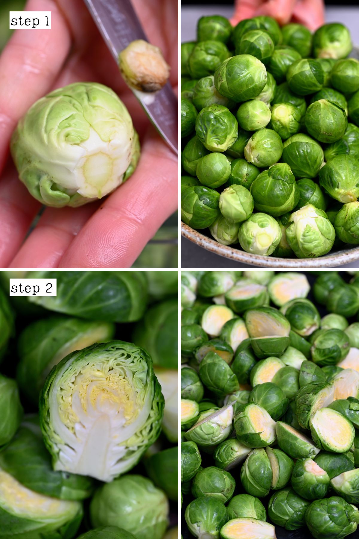 Steps for trimming and cutting sprouts