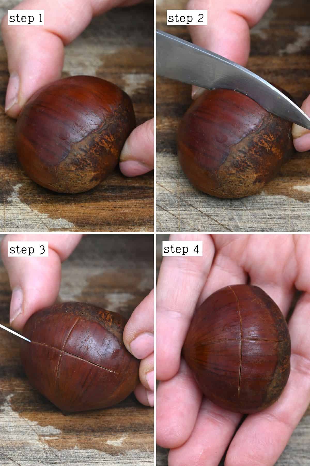 Steps for scoring chestnuts