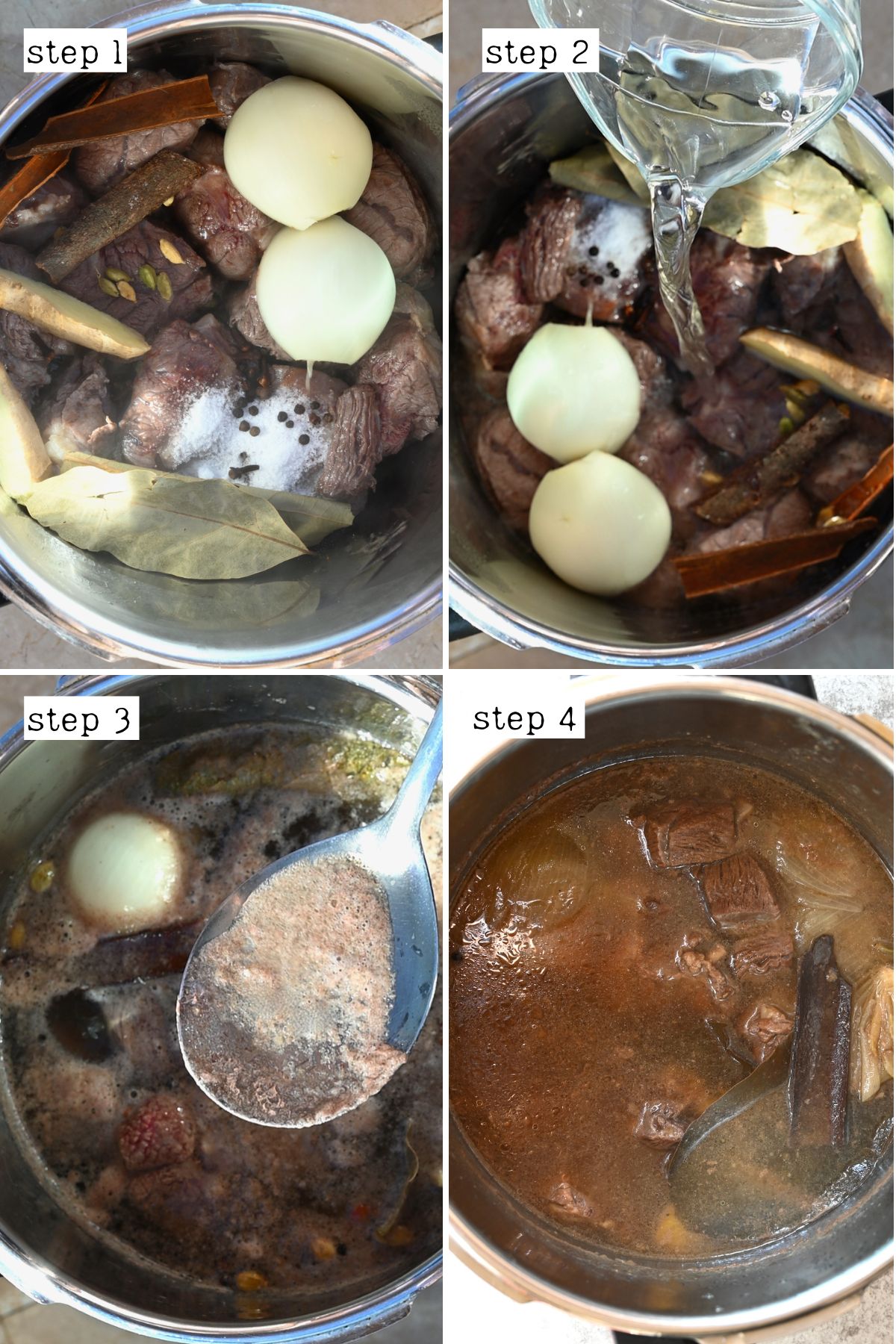 Steps for making beef broth