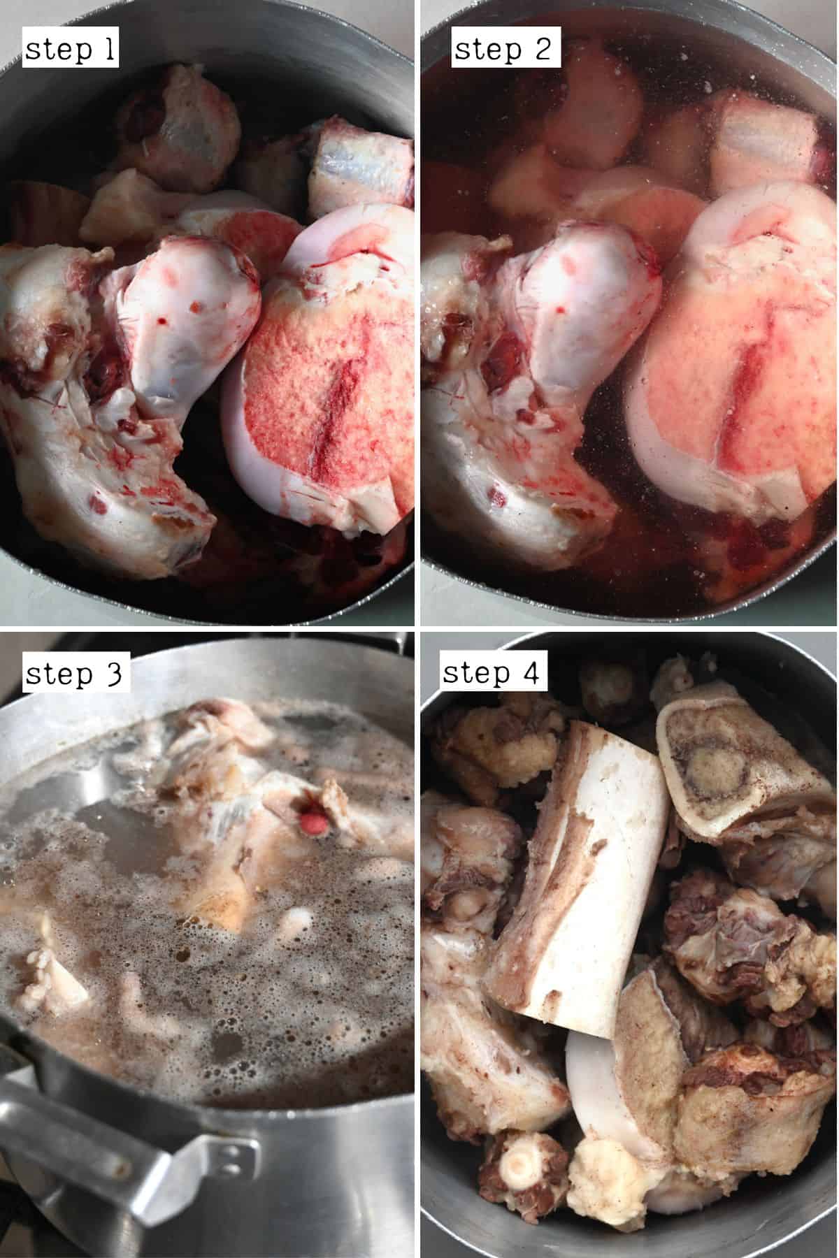Steps for boiling beef bones