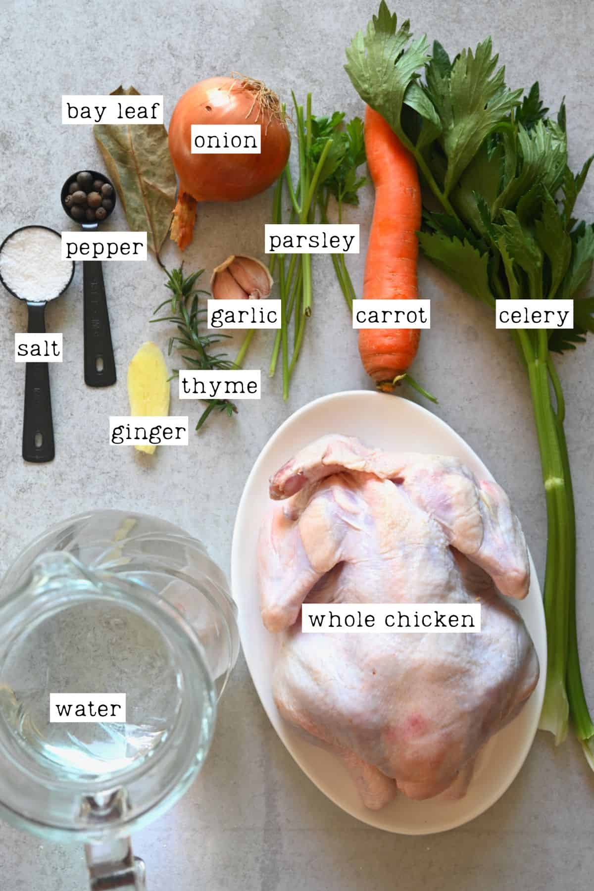 Ingredients for chicken broth