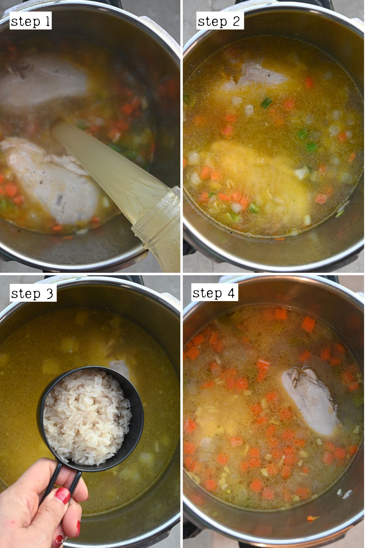Steps for making chicken and rice soup