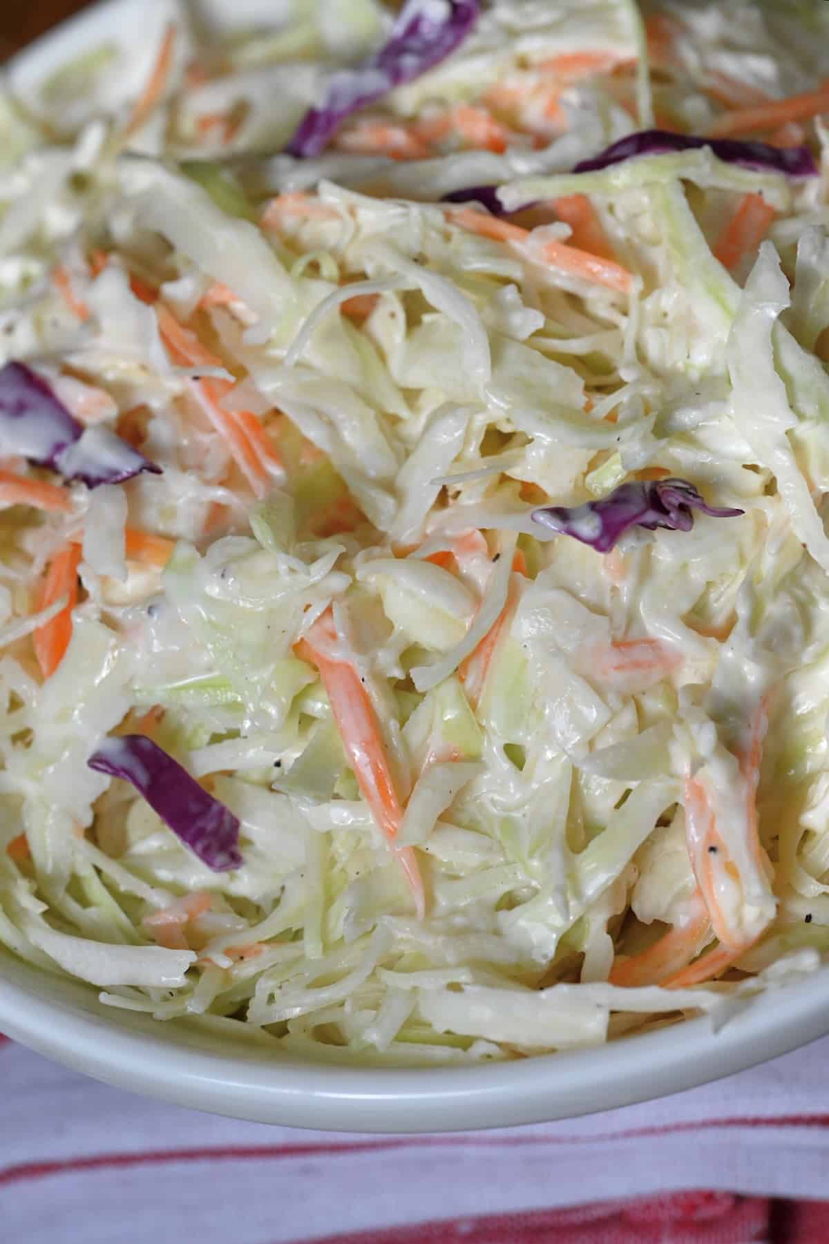 A close up of homemade coleslaw