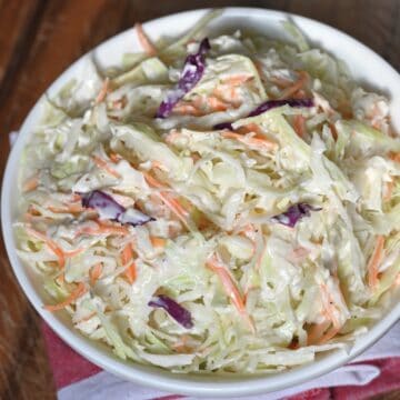 A bowl with homemade coleslaw
