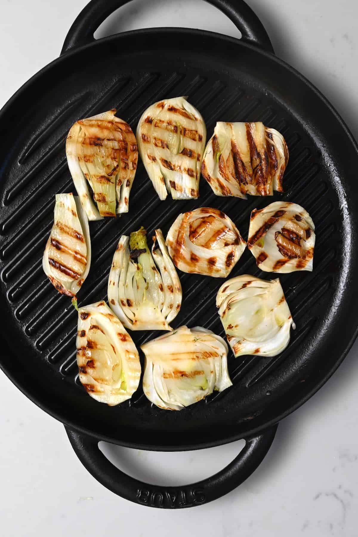 Grilled fennel on a griddle pan