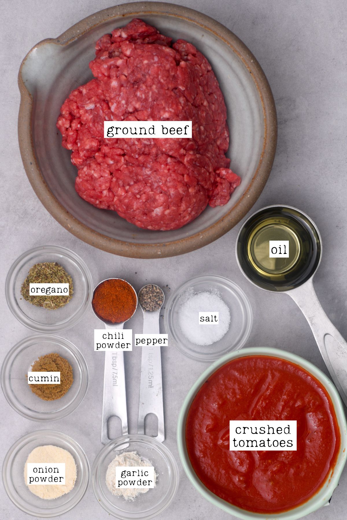 Ingredients for beef tacos