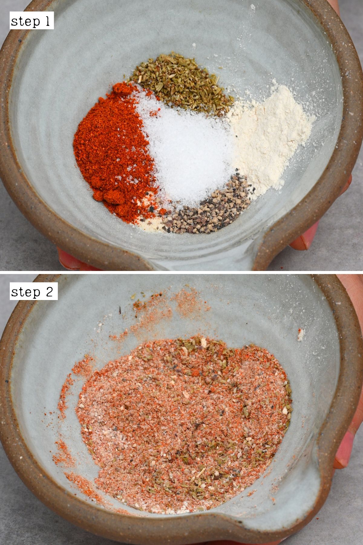 Steps for mixing spices for tacos
