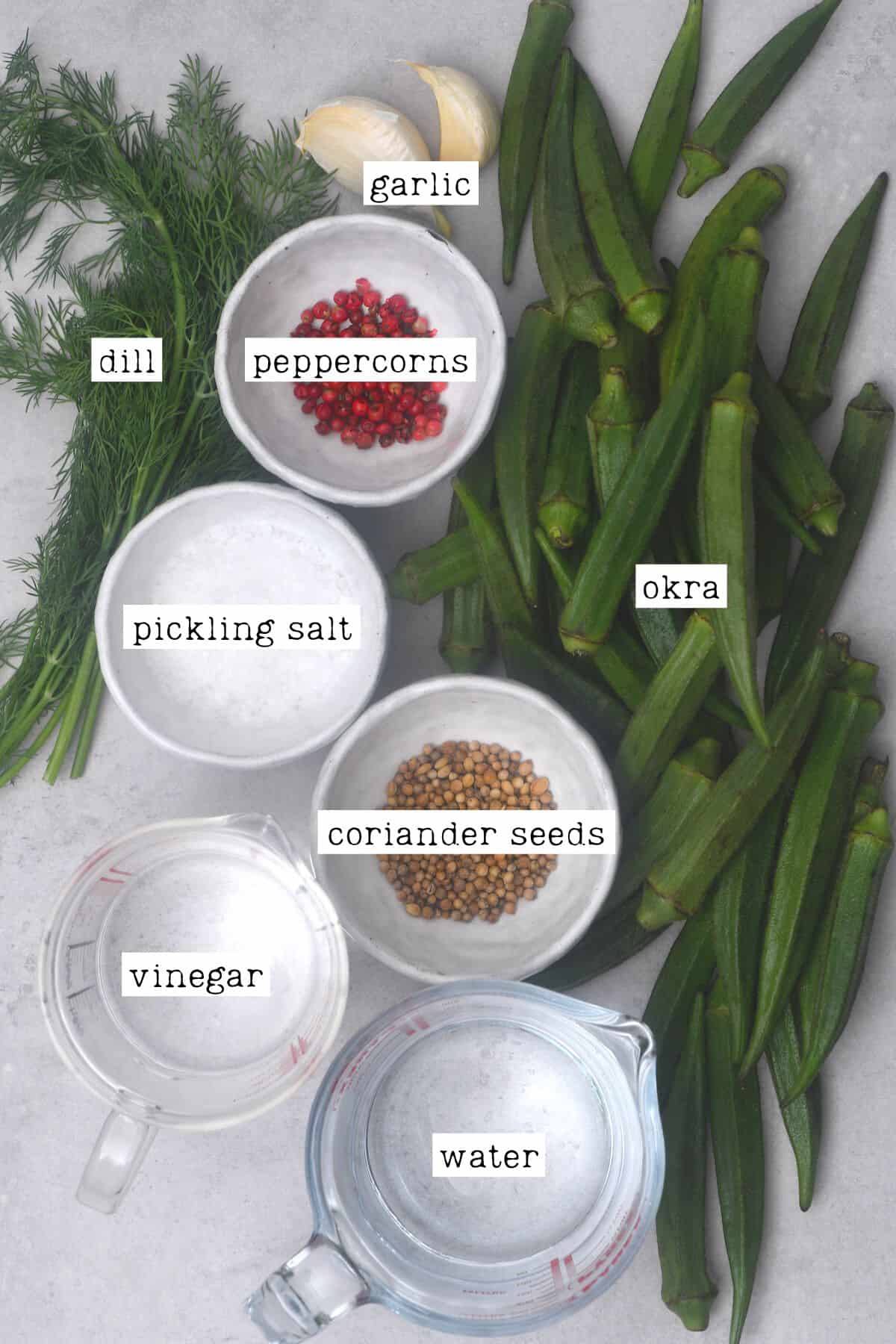 Ingredients for pickled okra