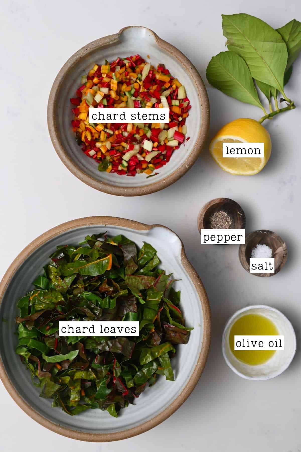 Ingredients for sauteed chard