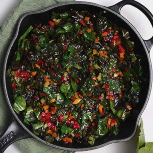 Simple sautéed chard in a large skillet