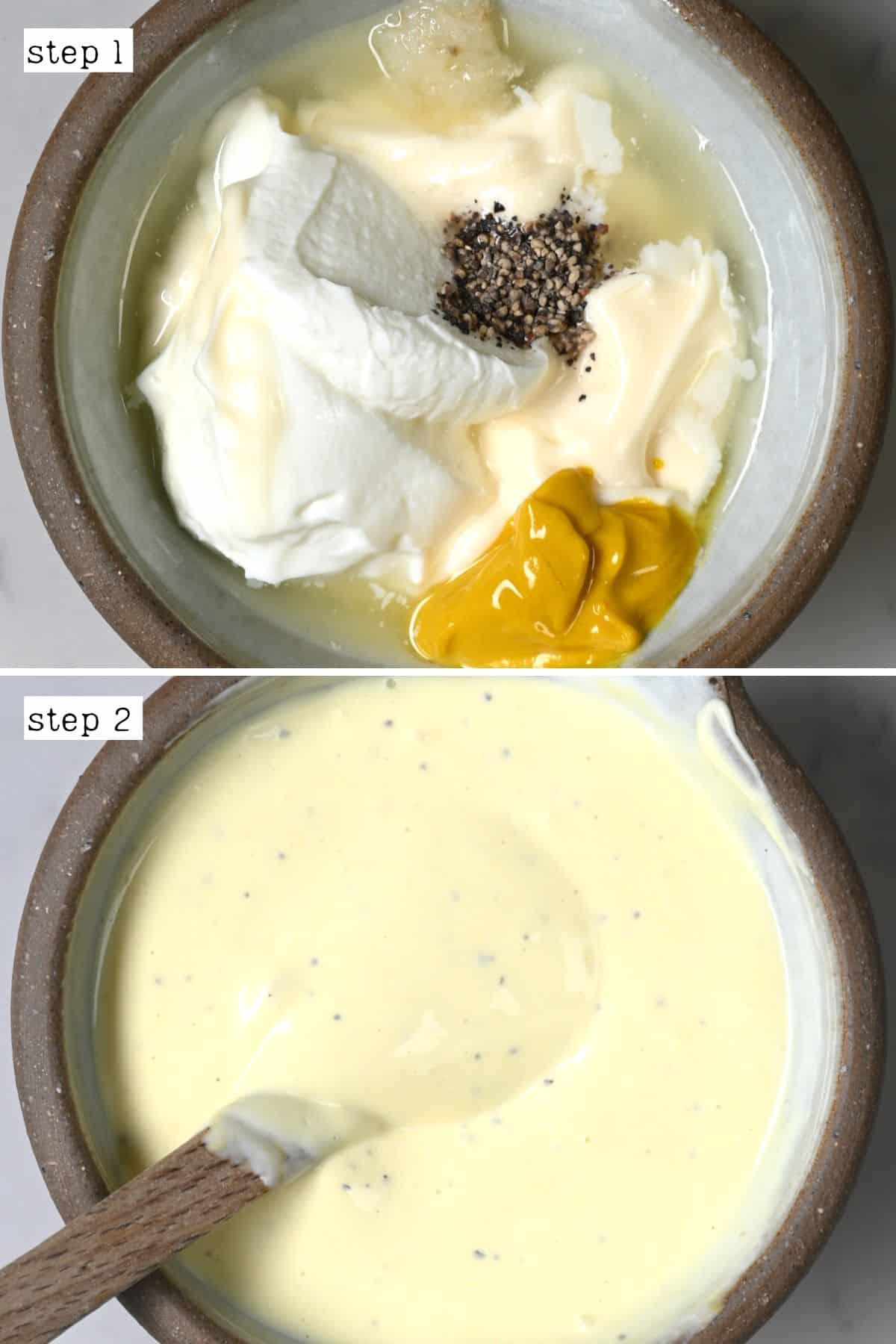 Steps for making artichoke dipping sauce