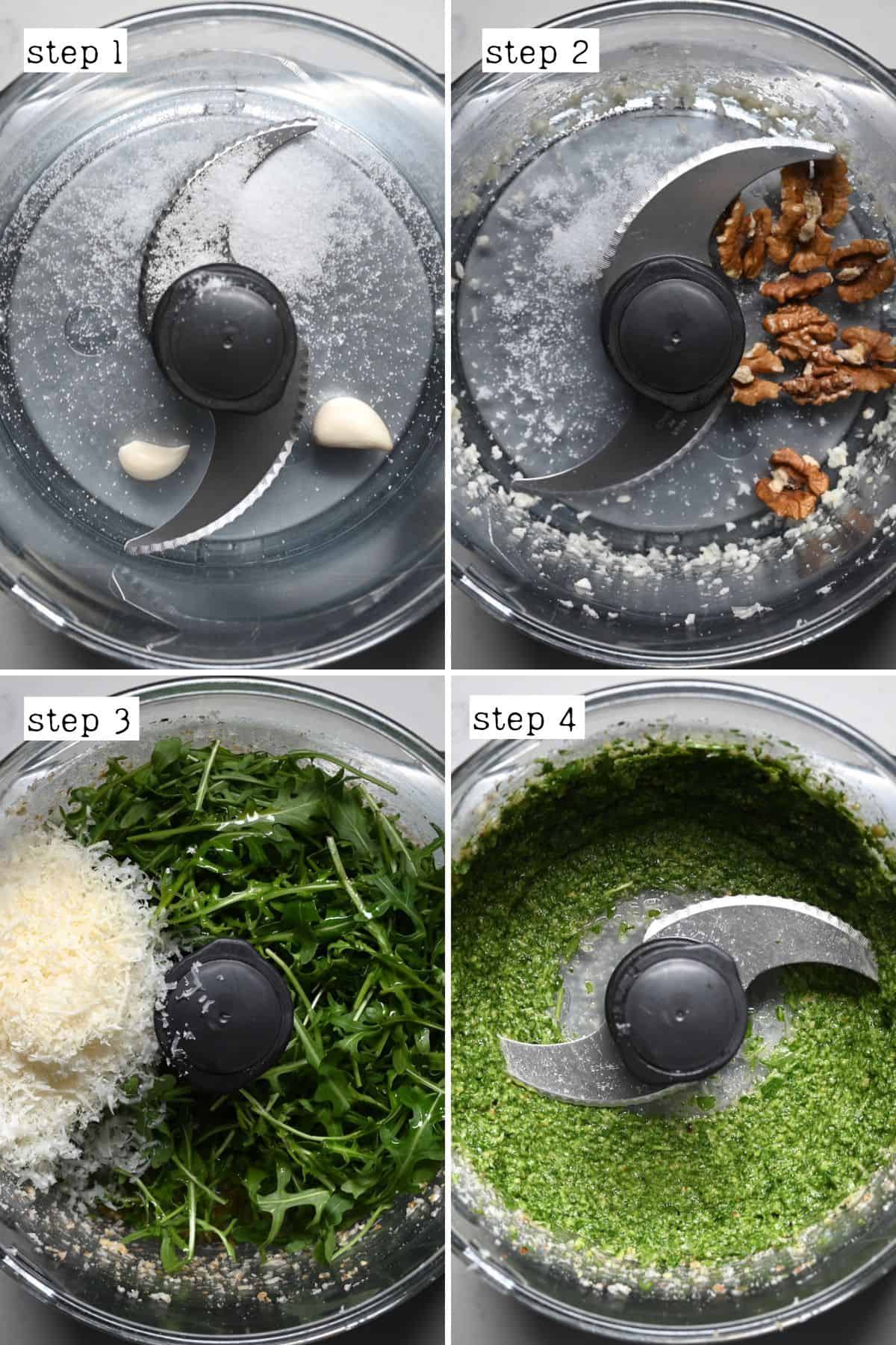 Steps for making arugula pesto