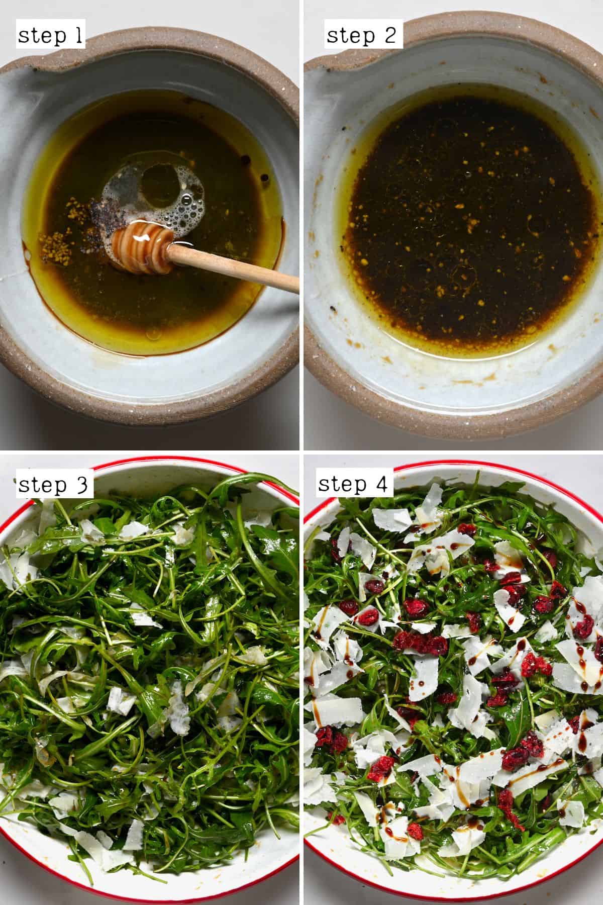Steps for making arugula salad