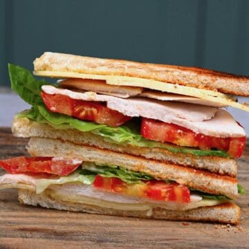 BLT sandwich on a chopping board