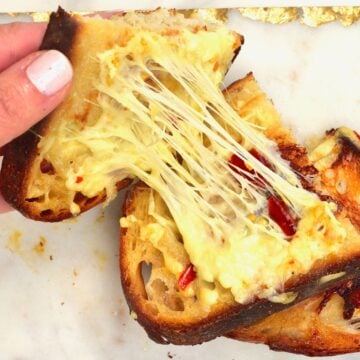 A open cheese toast