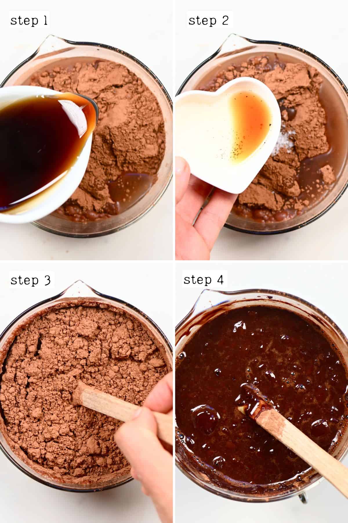 Steps for making chocolate syrup