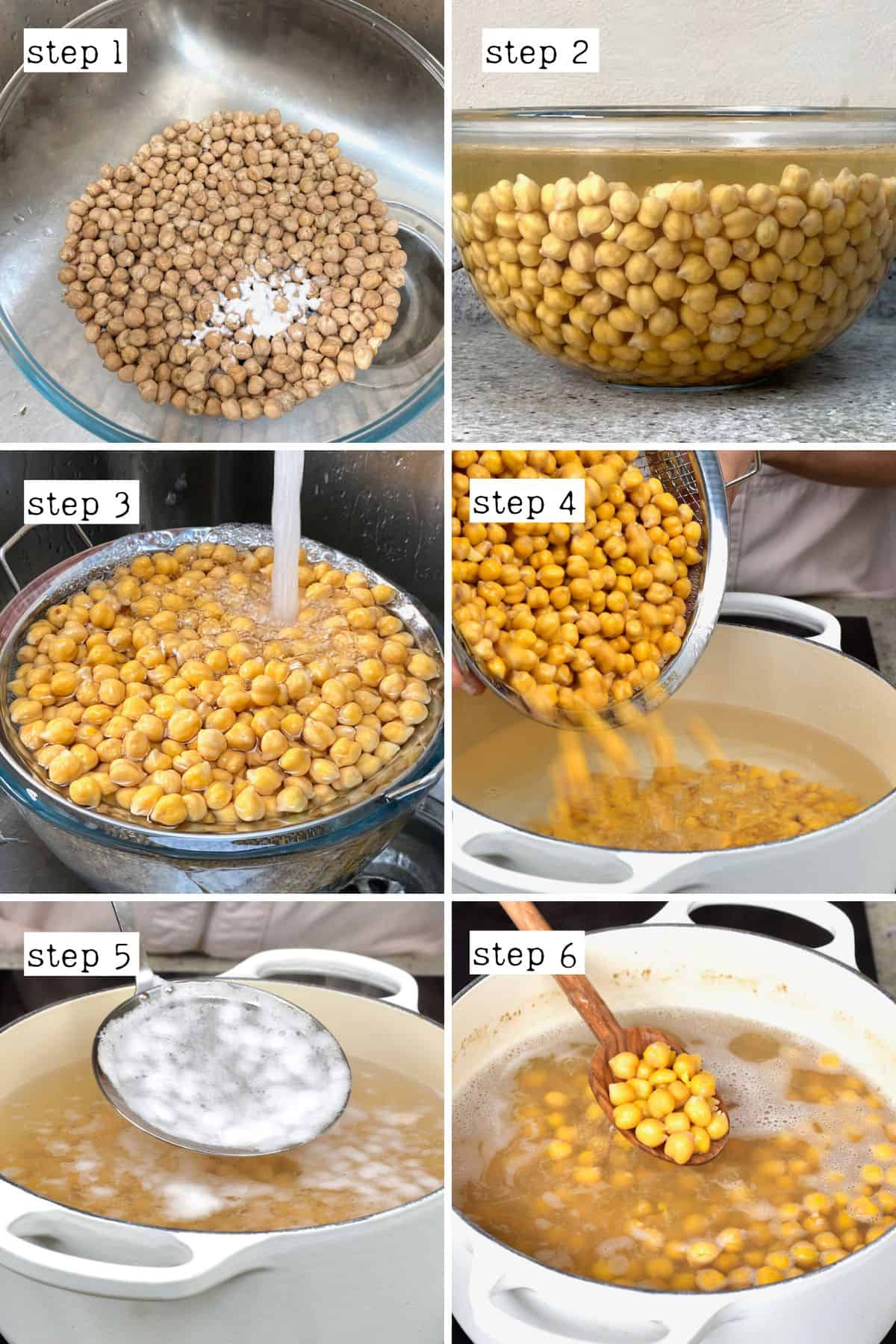 Steps for preparing and cooking chickpeas