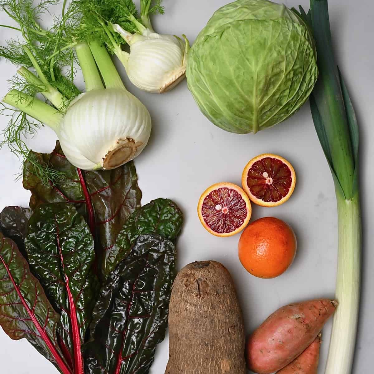 Different types of produce available in February