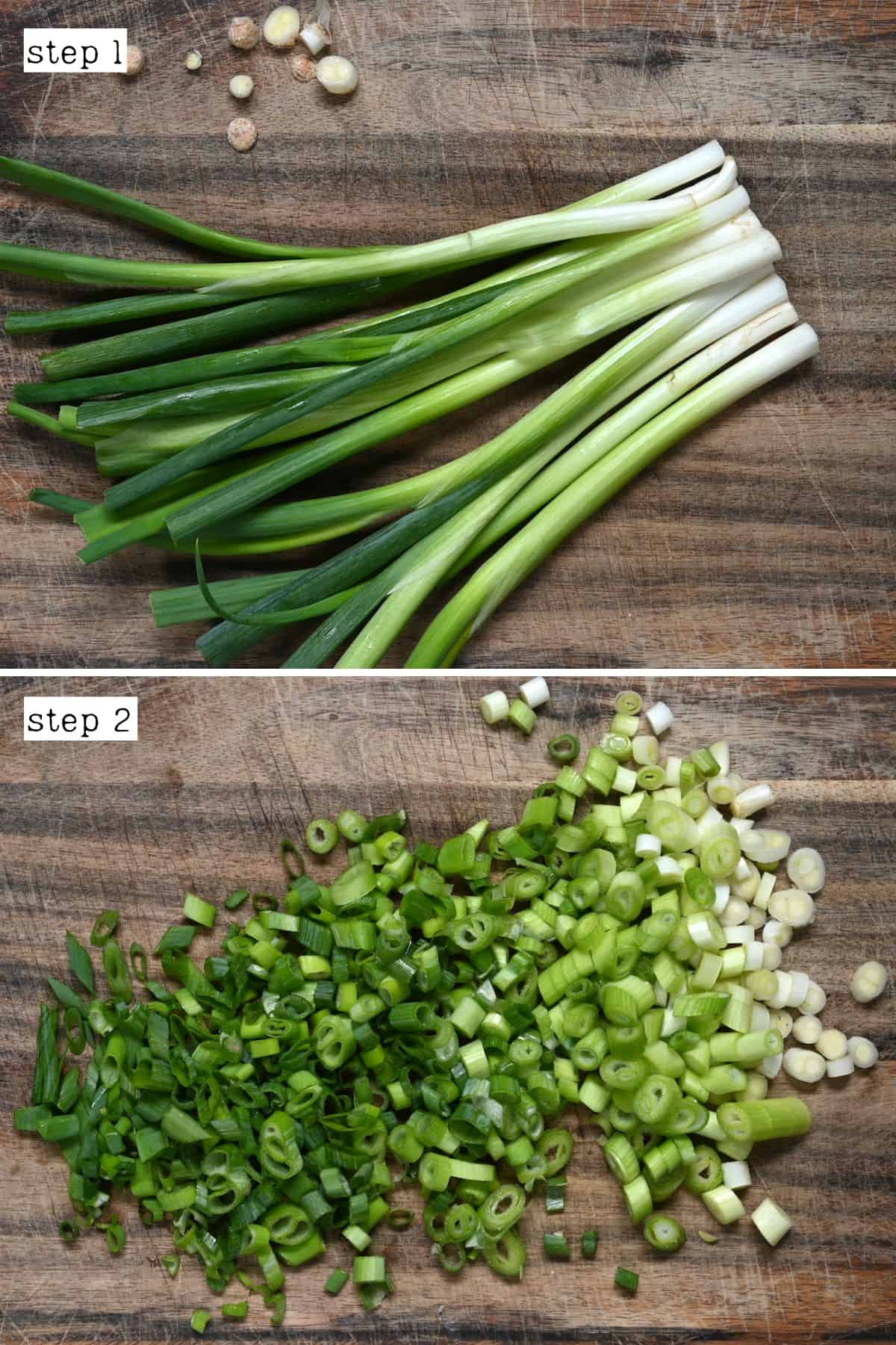 Steps for chopping green onions
