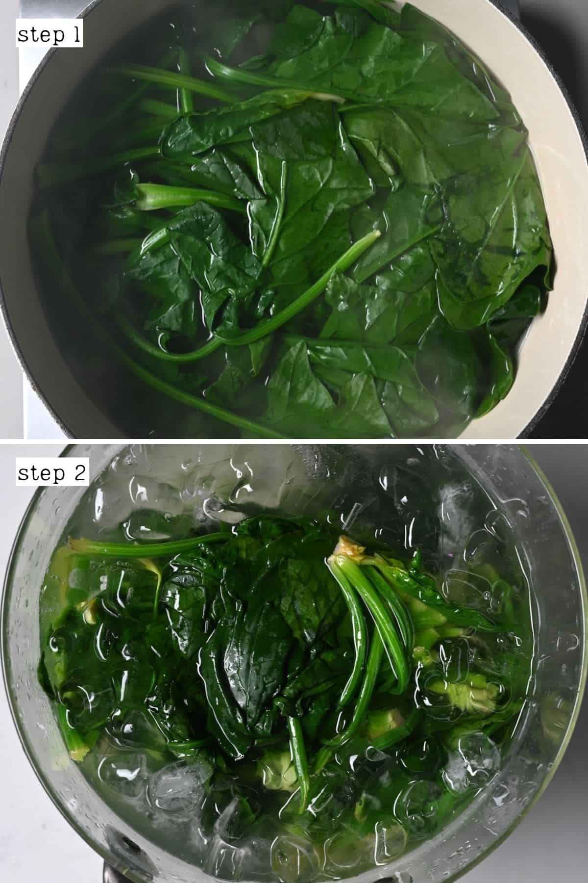 Steps for blanching spinach