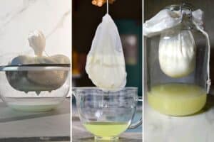 Different ways to strain yogurt to make labneh
