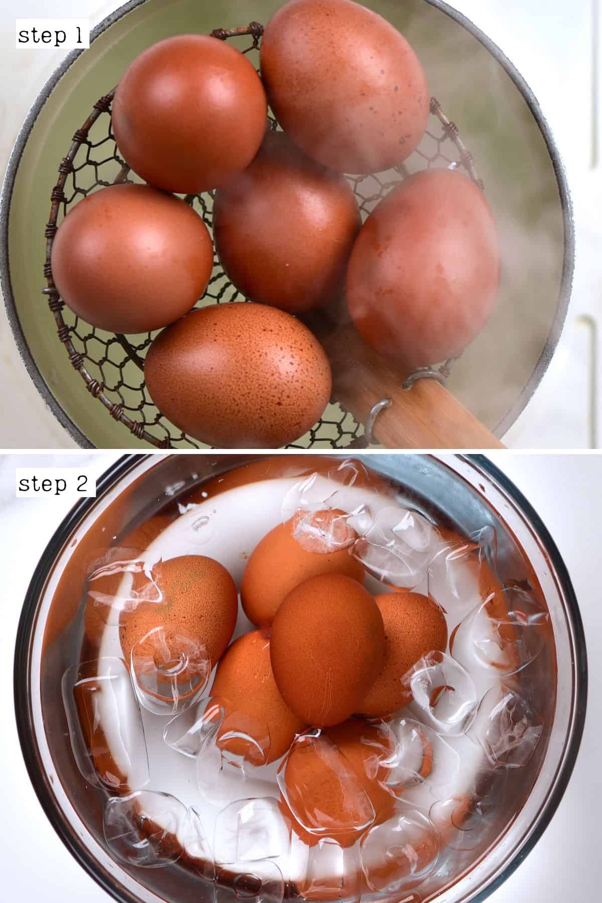 Steps for cooking and cooling eggs