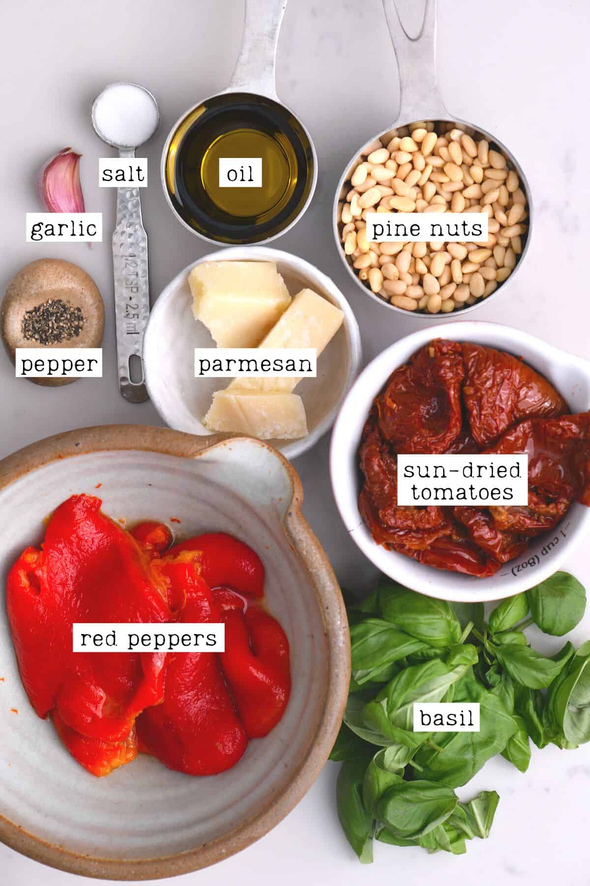 Ingredients for red pesto (pesto rosso)