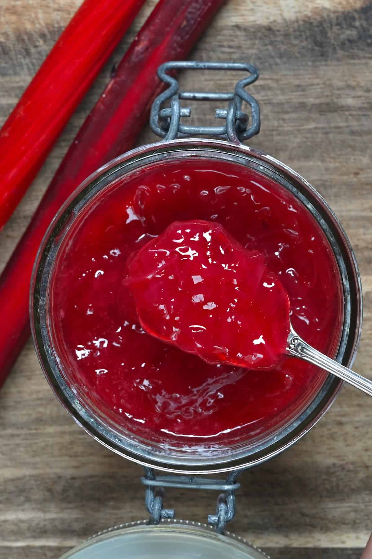 A spoonful of rhubarb jam