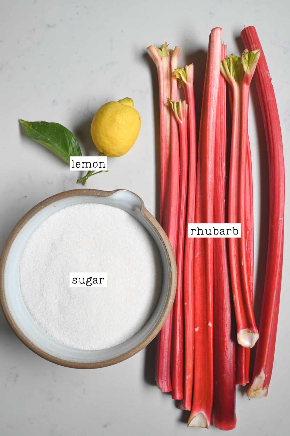 Ingredients for rhubarb jam